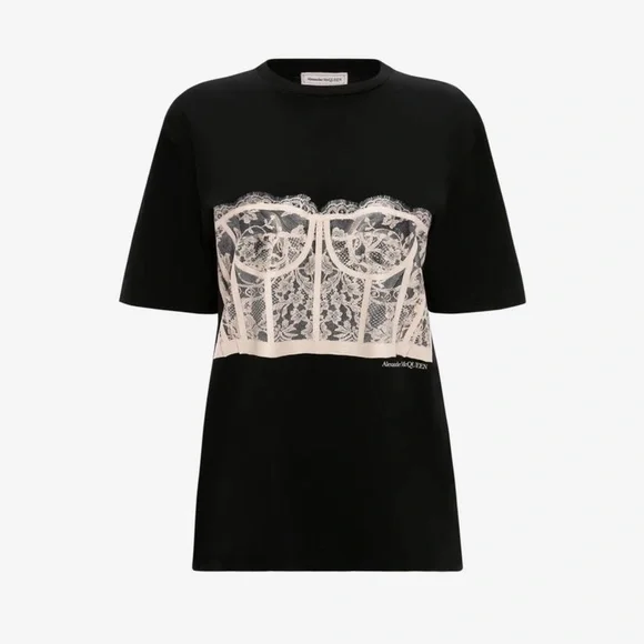 Tシャツ・カットソー ALEXANDER MCQUEEN BLACK COTTON JERSEY T-SHIRT Alexander McQueen | Tops | Mcqueen Black Cotton Jersey
